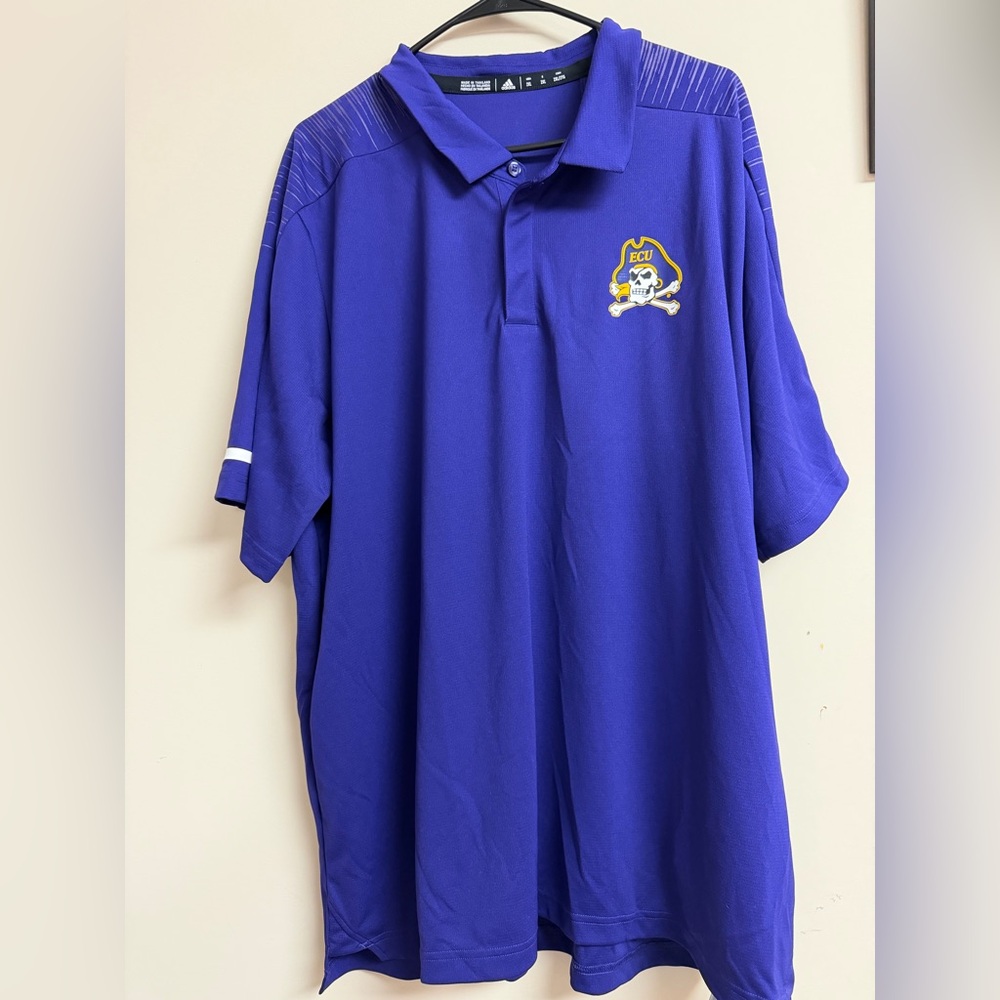NWT Adidas East Carolina University Pirates ECU Men’s Purple Coach’s Polo 2XL